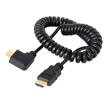 Imagem de Cablecc Cabo de mola elástica HDMI para HDMI ângulo reto de 90 graus para HDTV DVB DVD PC 1,2 m