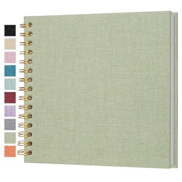 Imagem de Cherrich Pequeno Álbum de Recortes 8X8", Álbum de Fotos de Linho, Mini Álbum de Recortes, Livro de Memórias de Páginas Brancas Kraft para Casamento, Bebê, Família, Formatura, Viagem, Cachorro, Férias