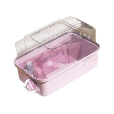 Imagem de Generic Gaiola transportadora de hamster de viagem para porquinho da índia, portátil, respirável, para pequenos animais, suprimentos, Rosa, Style B