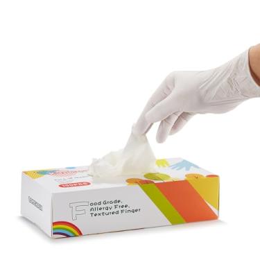 Imagem de Luvas infantis de nitrilo descartáveis para crianças de 4 a 10 anos - sem látex e pó - para preparação de alimentos, artesanato, pintura, jardinagem (branca)..