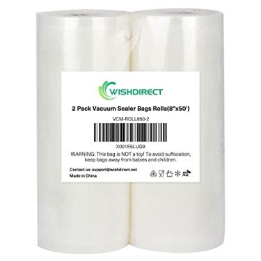 Imagem de WishDirect Sacos seladores a vácuo (pacote com 2), sacos resistentes em relevo de grau comercial de 20,3 cm x 1,5 m para preservação de alimentos congelador e cozimento sous vide (total de 3 metros)