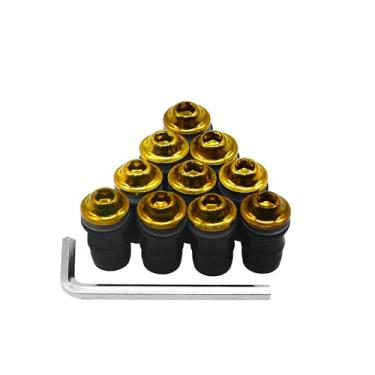 Imagem de ZYHW Kit de 10 peças de parafusos de para-brisa de motocicleta, parafuso de para-brisa de liga de alumínio M5 com chave inglesa, parafusos de fixação de carenagem de para-brisas porcas para carenagens