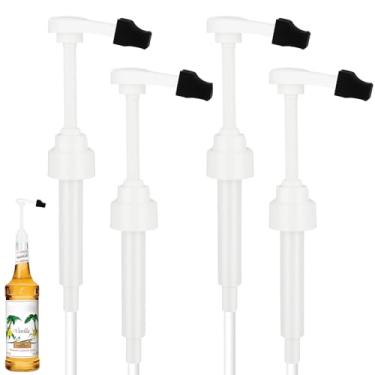 Imagem de POFFYA bomba de xarope para garrafa de vidro monin 750ml, bomba de xarope de café branco com tampa de ponta incluída (4)