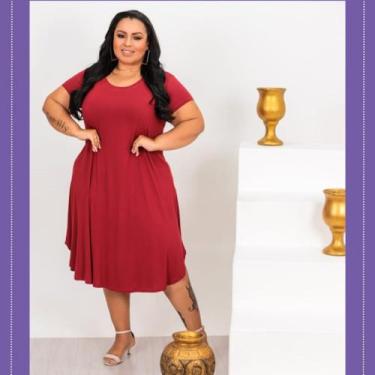 Imagem de Vestido Midi Plus Size Com Manguinha Tamanho do 46 ao 54 Viscolycra - 