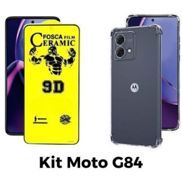 Imagem de Kit Capa Transparente + Película Cerâmica Fosca para Motorola Moto G84