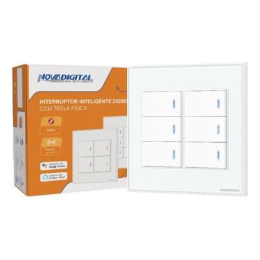 Imagem de Interruptor com 6 Teclas Físicas Zigbee Branco 4x4