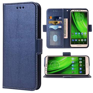 Imagem de Capa de telefone para Moto E5/G6 Play/MotoG6 Forge, capa tipo carteira flip, couro PU, compartimentos para cartão de crédito, proteção total, suporte, capa protetora para celular para Motorola G 6