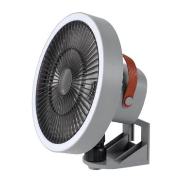 Imagem de IEUDNS Ventilador de montagem na parede com luz noturna conveniente RC Ventilador oscilante de vento multifuncional de alta velocidade para base interna de, Cinza
