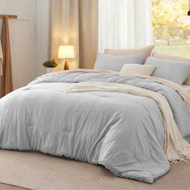 Imagem de Conjunto de Edredom Bedsure Queen Size Cinza Claro - 3 Peças