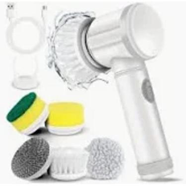 Imagem de Escova Elétrica Magica 5 Em 1 Branco Multiuso Limpeza - loja da tati