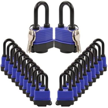 Imagem de SEPOX® Cadeado para uso externo, resistente, 44 mm, 4,4 cm, à prova de água, cadeados com chave, à prova de intempéries, com as mesmas chaves, cilindro de latão longo para barco, pesca, fuzileiro, 20