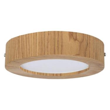 Imagem de Plafon Wood Madeira Redondo Led 12W Bivolt Freijó - Adrilustres, 3000K
