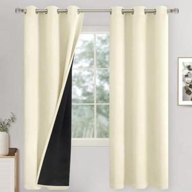 Imagem de QUEMAS Cortinas blackout para quarto de 182 cm de comprimento, conjunto de 2 painéis, isolamento térmico, 100% de bloqueio de luz, à prova de som, cortinas de janela para sala de estar com forro