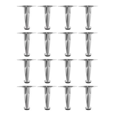 Imagem de Kit 16 Pé Para Móveis Regulável Cônico Cromado 12cm em Aço - HD