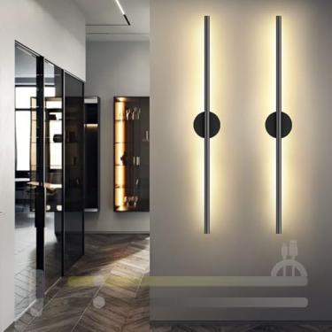 Imagem de GZZBMY Lâmpada de parede LED recarregável por USB com controle remoto regulável interno com tira longa alimentada por bateria, lâmpada de parede interna preta, luminárias noturnas modernas para sala