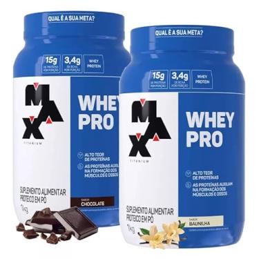 Imagem de Kit 2 Whey Protein Concentrado 1kg - Max Titanium Suplementos (Chocolate/Baunilha)
