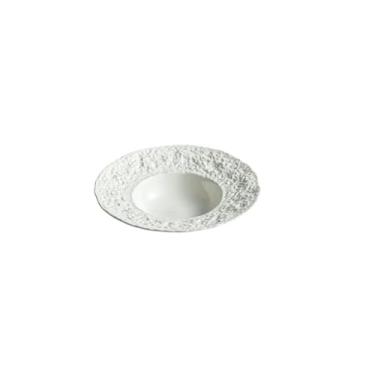 Imagem de Placa de chapéu de palha de cerâmica com padrão de rocha, prato artístico branco criativo para casa - 21,8 cm