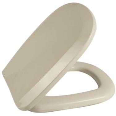 Imagem de Assento Sanitário Tampa Vaso Almofadado Classic Quadrado Retangular(Bege)