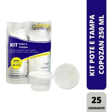 Imagem de Kit 25 Potes Descart Redondo 250ml Freezer-microondas  - Copozan