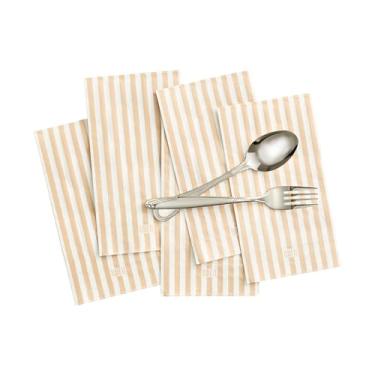 Imagem de Khen Guardanapos descartáveis de luxo de 100 unidades, design de listras europeias, utensílios de mesa de 2 camadas, toalhas de convidadas de papel com toque de linho, toalha de mão elegante macia e