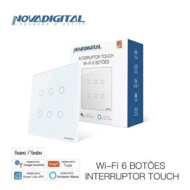 Imagem de Interruptor 6 Teclas Branco Touch Wi-fi Novadigital Tuya