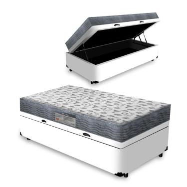 Imagem de Cama Box Baú Solteiro + Colchão Ortopédico D33 - Ortobom - Iso 100 88x188x60cm Branco