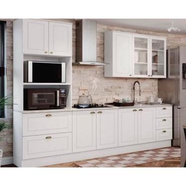 Imagem de Cozinha Completa Americana 5 Peças (1 Aéreo + 2 Balcões + 1 Paneleiro + 1 Complemento) s/Pia CZ127 Branco - Henn
