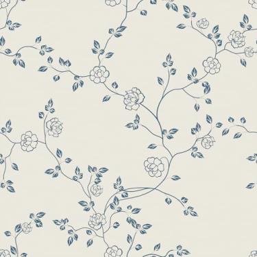 Imagem de VaryFloral Papel de parede elegante de ramos florais descasque e cole papel de parede neutro folha de flor azul papel de parede rústico ramo botânico para quarto sala de estar papel de contato floral