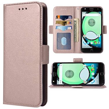 Imagem de Capa de telefone para Moto Z Play Folio Flip Wallet Case, couro PU, compartimentos para cartão de crédito, proteção total de corpo inteiro, capa protetora híbrida rígida para Motorola MotoZPlay MotoZ