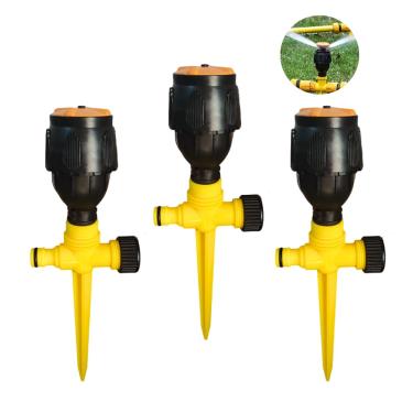 Imagem de Aspersor Irrigador Rotativo 360 Irrigação Regador Plantas Campo Jardim Kit 3un Sprinkler