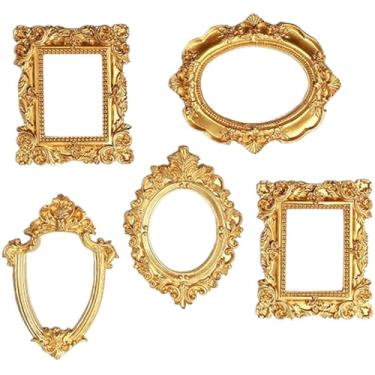 Imagem de Molduras vintage 5 peças molduras antigas barroco retrô resina vintage moldura oval retangular escudo molduras vintage para decoração de casa fotografia