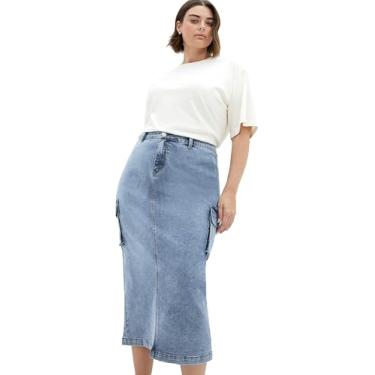 Imagem de City Chic Saia feminina plus size - Raya, Jeans claro, 56