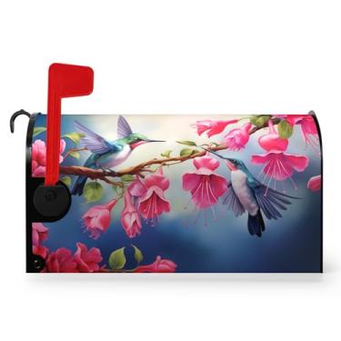 Imagem de Dacawin Capas Para Caixa De Correio Primavera, Capa Magnética Verão, Flor Beija-Flor, Correio, Fúcsia Híbrida, Floral, Pássaros, Flores Rosa, Decoração À Prova D'Água, Jardim, Quintal, Tamanho Padrã