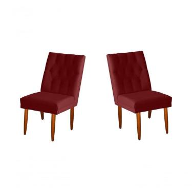 Imagem de Jogo 02 Cadeiras De Jantar Estofada Cozinha Paris Suede Vermelho Do Lar Móveis
