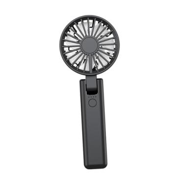 Imagem de XLWLLNJ Ventilador dobrável do ventilador dobrável de mão fã de desktop leves fã de colar recarregável USB ventilador de refrigeração pessoal para dormitório, Preto