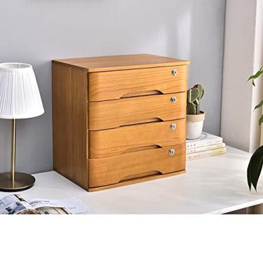 Imagem de Caixa de armazenamento de secretária com gavetas - arquivador de secretária, caixa de armazenamento de mesa de madeira com gavetas com fechadura, armário de secretária com gavetas, organizador