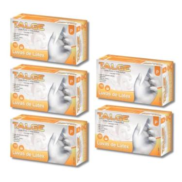 Imagem de TAMAROZZI Kit com 5 Caixas de Luvas de Látex com Pó, Tamanho P, 100 Unidades por Caixa, Branco