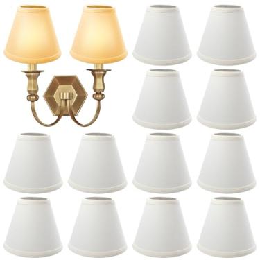 Imagem de TANEMUDO Pacote com 12 cúpulas pequenas de 7,6 cm x 15,2 cm x 12,7 cm de tecido de barril branco, capa de abajur, linho bege para lâmpada de chão de mesa, aparência protegida para os olhos