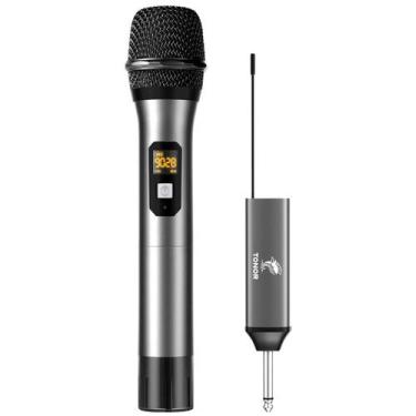 Imagem de Microfone Sem Fio TONOR TW620 UHF - Recarregável e Metálico - Cinza