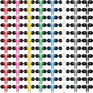 Imagem de Konohan 160 unidades de fones de ouvido a granel com fio, fones de ouvido infantis para sala de aula, fones de ouvido com fio para estudantes, embalados individualmente, 8 cores, fones de ouvido a