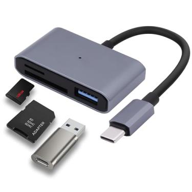 Imagem de YARCHONN Leitor de cartão SD USB tipo C 3 em 1, adaptador de leitor de cartão de memória USB C com portas SD/TF USB2.0 OTG para celular, laptop e mais dispositivos tipo C