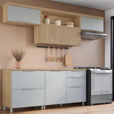 Imagem de Cozinha Completa 5 Peças 5 Portas 4 Gavetas 1 Nicho 100% MDF - Faura, 