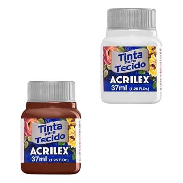 Imagem de Kit 2 Tintas Para Tecido Acrilex 37ml Branco 519 e Marrom 531 Artesanato – Fixação a Frio e Alta Cobertura Com Acabamento Fosco, Alta Cobertura E Fixação A Frio, Este Kit É A Escolha Perfeita Para Quem Busca Qualidade