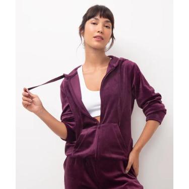 Imagem de Jaqueta Feminina Basica Em Plush Com Capuz e Bolso Frontal - Mileysol,