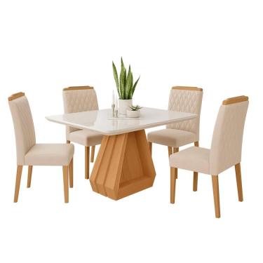 Imagem de Sala de Jantar Agata 1,30 Com 4 Cadeiras Paola Cimol Móveis