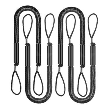 Imagem de Corda de ancoragem elástica para barcos, corda de ancoragem, corda de ancoragem elástica para barcos, cordas de ancoragem para barcos, caiaque, jet ski, pontão, canoa, barco elétrico WaveRunner preto (4X)