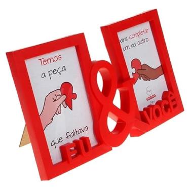 Imagem de Porta Retrato Duplo 10X15 Eu & Você (Vermelho)