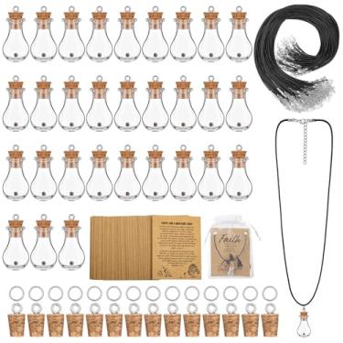 Imagem de Teenyyou Conjunto 50/100 de colar de fé de semente de mostarda presentes cristãos para mulheres, faça você mesmo, mini frascos de vidro de 0,5 ml, colar artesanal com cartões de fé cristã, favores a