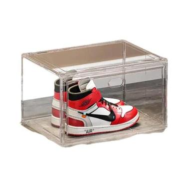 Imagem de Caixa De Sapatos Dobrável Transparente, Armazenamento Com Sucção Magné