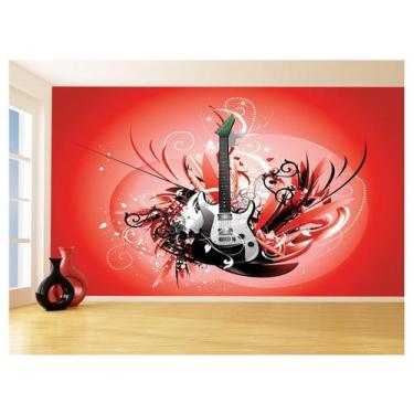 Imagem de Papel De Parede 3D Musica Guitarra Arte Graffiti 3,5M Mus72 - Você Dec